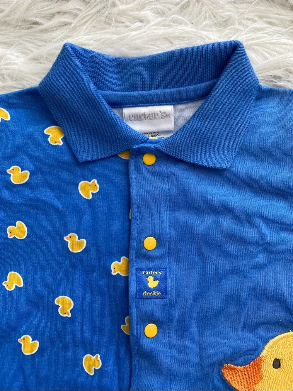 Carter's | Blue and Yellow Duck Polo Romper One Piece